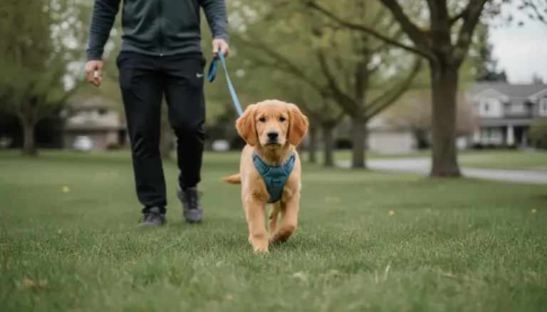 puppy walking in a training session in langley